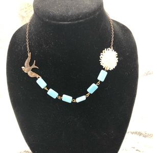 Vintage handmade brass/turquoise/ivory necklace